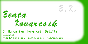 beata kovarcsik business card